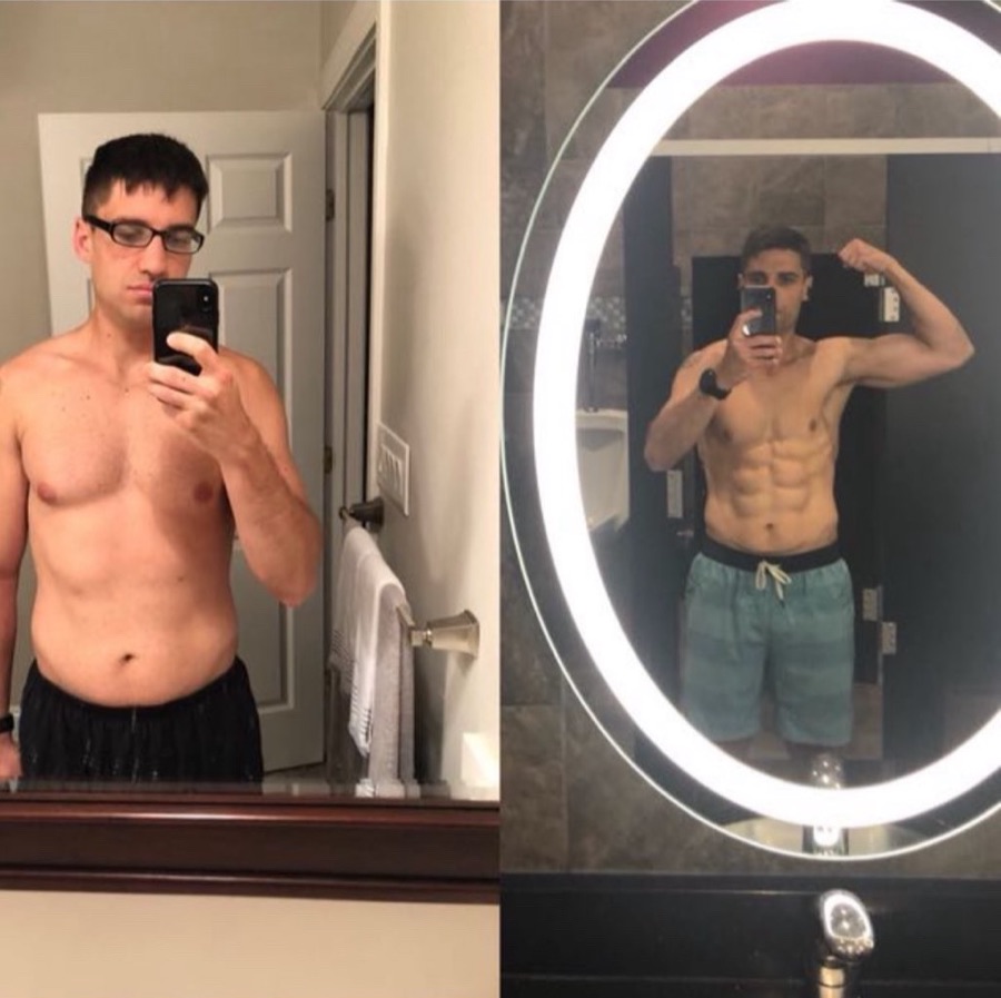 Male client before-and-after, abs definition